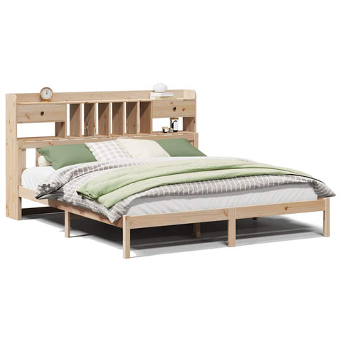 vidaXL Bookcase Bed without Mattress 180x200 cm Super King Solid Wood Pine