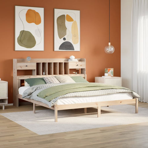 vidaXL Bookcase Bed without Mattress 180x200 cm Super King Solid Wood Pine