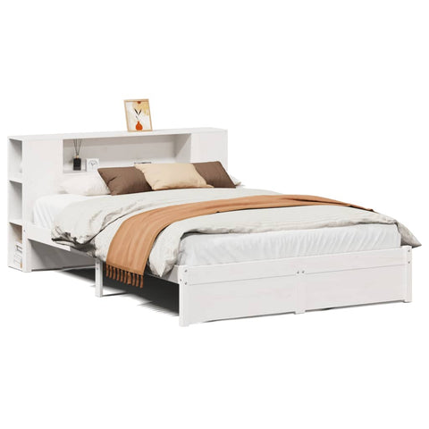 vidaXL Bookcase Bed without Mattress White 140x200cm Solid Wood Pine