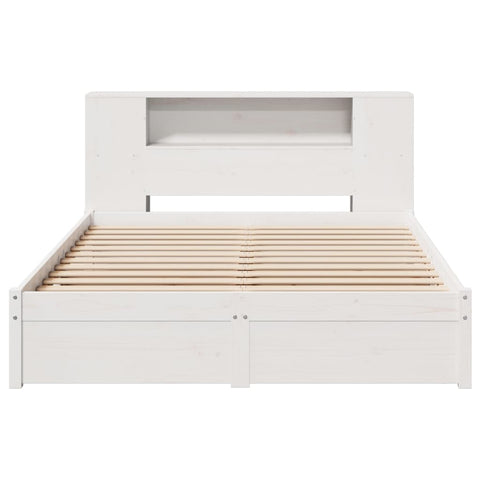 vidaXL Bookcase Bed without Mattress White 150x200cm King Size Solid Wood Pine