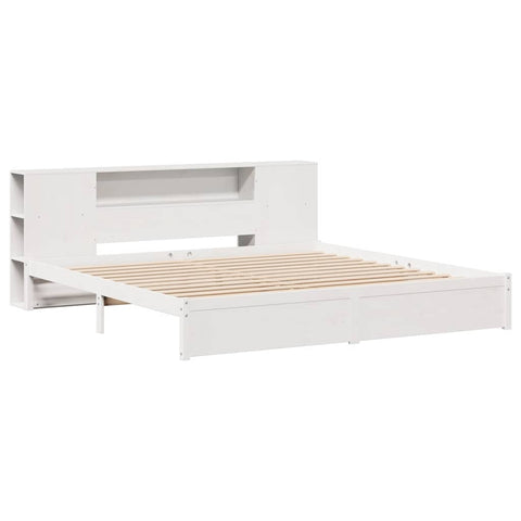 vidaXL Bookcase Bed without Mattress White 180x200cm Super King Solid Wood Pine