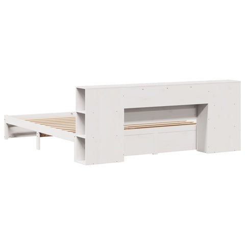 vidaXL Bookcase Bed without Mattress White 200x200cm Solid Wood Pine