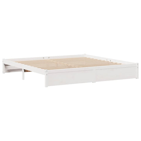 vidaXL Bookcase Bed without Mattress White 200x200cm Solid Wood Pine