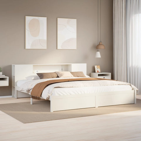 vidaXL Bookcase Bed without Mattress White 200x200cm Solid Wood Pine