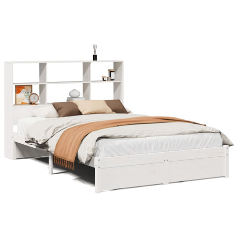 vidaXL Bookcase Bed without Mattress White 140x190cm Solid Wood Pine