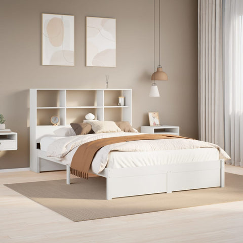vidaXL Bookcase Bed without Mattress White 140x190cm Solid Wood Pine