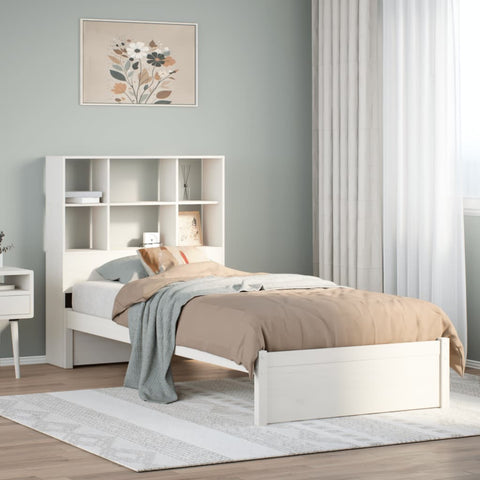 vidaXL Bookcase Bed without Mattress White 90x200cm Solid Wood Pine