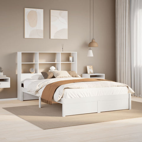 vidaXL Bookcase Bed without Mattress White 140x200cm Solid Wood Pine
