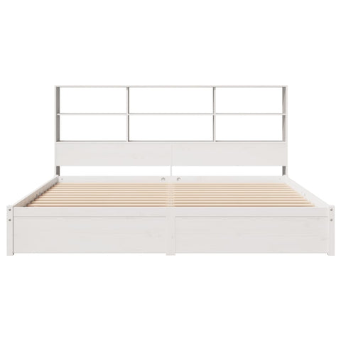 vidaXL Bookcase Bed without Mattress White 180x200cm Super King Solid Wood Pine