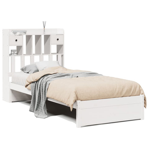 vidaXL Bookcase Bed without Mattress White 90x190cm Single Solid Wood Pine