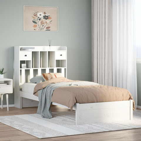 vidaXL Bookcase Bed without Mattress White 90x190cm Single Solid Wood Pine
