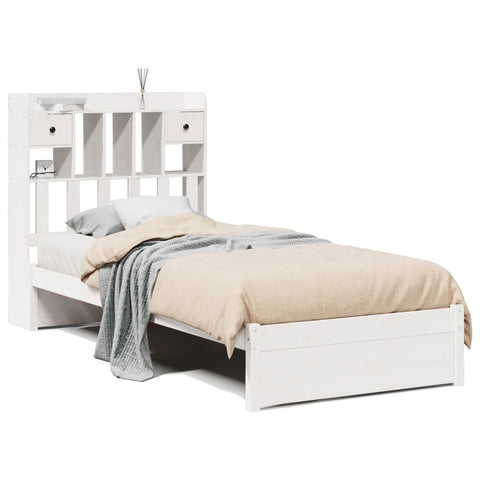 vidaXL Bookcase Bed without Mattress White 90x200cm Solid Wood Pine