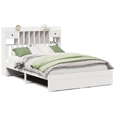 vidaXL Bookcase Bed without Mattress White 140x200cm Solid Wood Pine