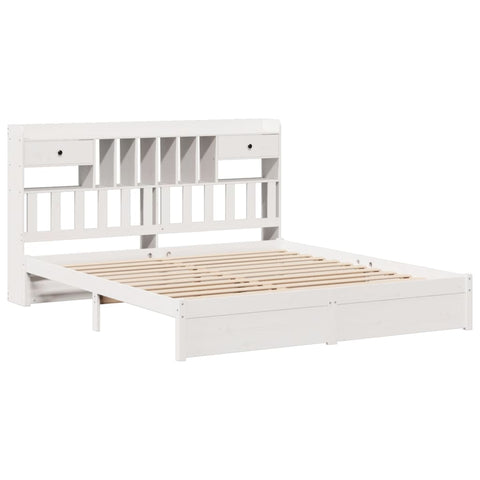 vidaXL Bookcase Bed without Mattress White 180x200cm Super King Solid Wood Pine