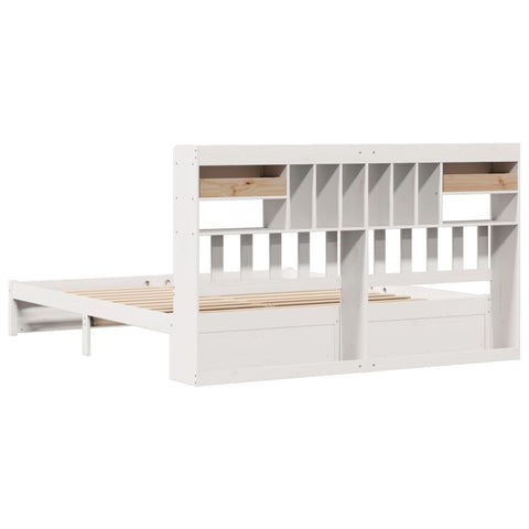 vidaXL Bookcase Bed without Mattress White 180x200cm Super King Solid Wood Pine