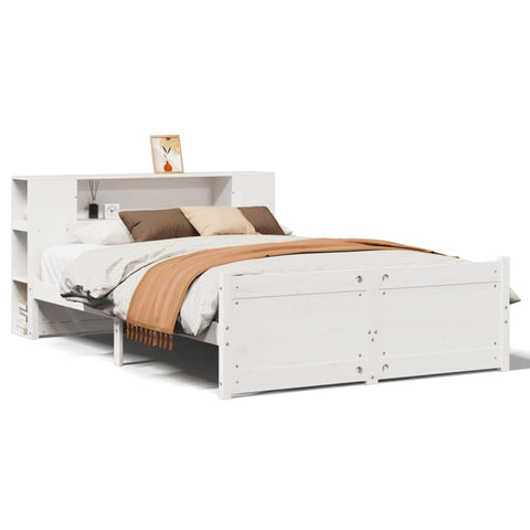 vidaXL Bookcase Bed without Mattress White 140x190cm Solid Wood Pine