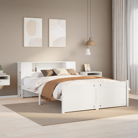 vidaXL Bookcase Bed without Mattress White 140x190cm Solid Wood Pine