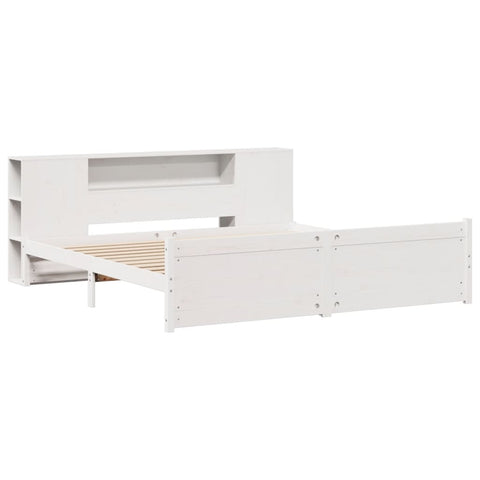 vidaXL Bookcase Bed without Mattress White 180x200cm Super King Solid Wood Pine