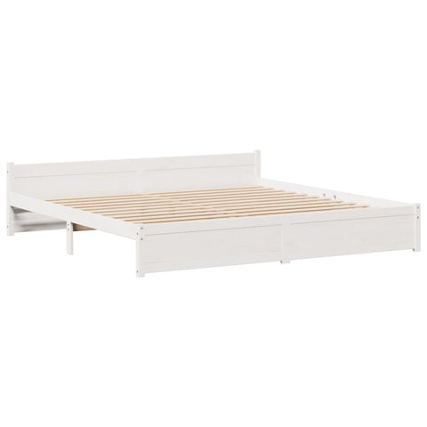 vidaXL Bookcase Bed without Mattress White 180x200cm Super King Solid Wood Pine