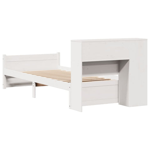vidaXL Bookcase Bed without Mattress White 75x190cm Small Single Solid Wood Pine