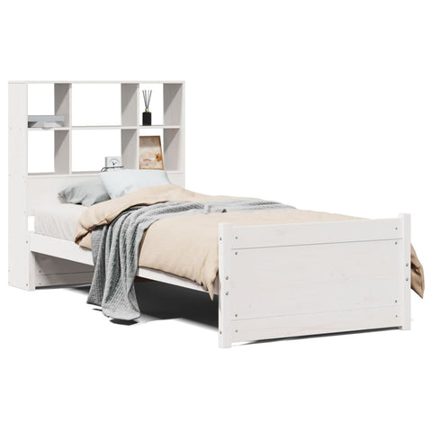 vidaXL Bookcase Bed without Mattress White 90x200cm Solid Wood Pine