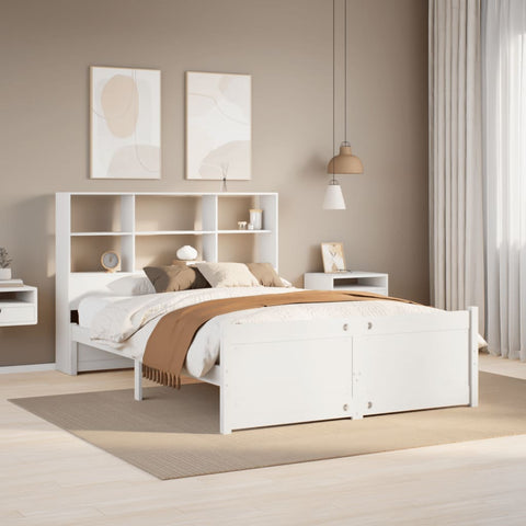 vidaXL Bookcase Bed without Mattress White 160x200cm Solid Wood Pine