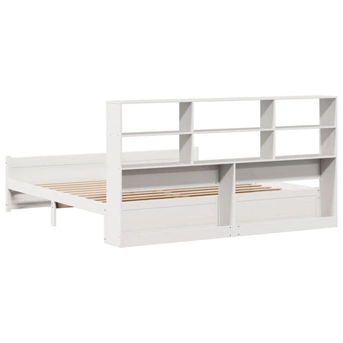 vidaXL Bookcase Bed without Mattress White 200x200cm Solid Wood Pine