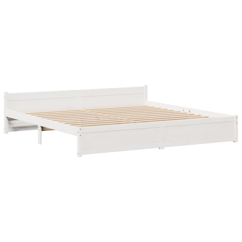 vidaXL Bookcase Bed without Mattress White 200x200cm Solid Wood Pine
