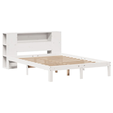 vidaXL Bookcase Bed without Mattress White 135x190 cm Doouble Solid Wood Pine