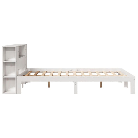 vidaXL Bookcase Bed without Mattress White 135x190 cm Doouble Solid Wood Pine