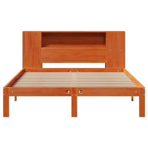vidaXL Bookcase Bed without Mattress Wax Brown 140x190cm Solid Wood Pine