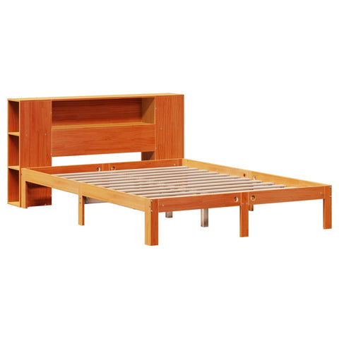 vidaXL Bookcase Bed without Mattress Wax Brown 120x200cm Solid Wood Pine