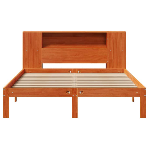 vidaXL Bookcase Bed without Mattress Wax Brown 120x200cm Solid Wood Pine