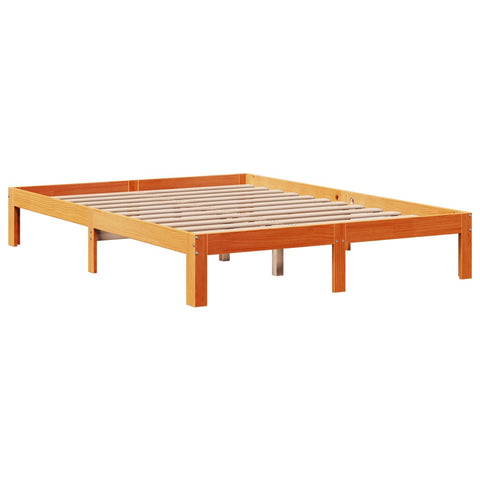 vidaXL Bookcase Bed without Mattress Wax Brown 120x200cm Solid Wood Pine