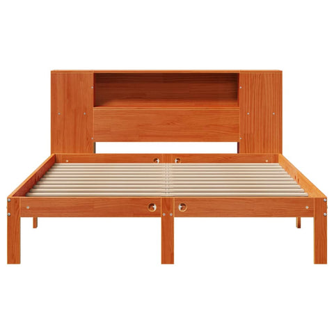 vidaXL Bookcase Bed without Mattress Wax Brown 140x200cm Solid Wood Pine