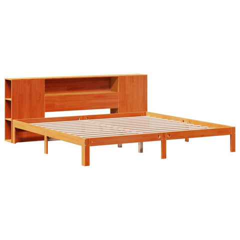 vidaXL Bookcase Bed without Mattress Wax Brown 180x200 cm Super King Solid Wood Pine