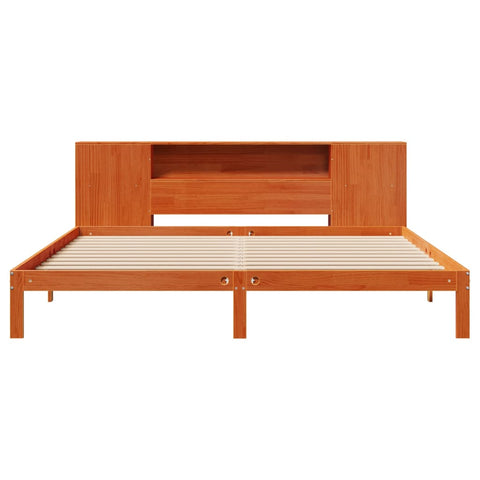 vidaXL Bookcase Bed without Mattress Wax Brown 180x200 cm Super King Solid Wood Pine