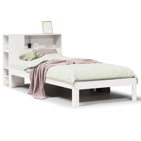 vidaXL Bookcase Bed without Mattress White 90x200cm Solid Wood Pine