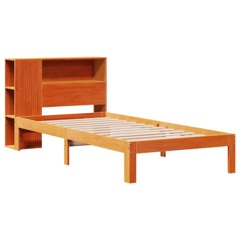 vidaXL Bookcase Bed without Mattress Wax Brown 75x190 cm Small Single Solid Wood Pine