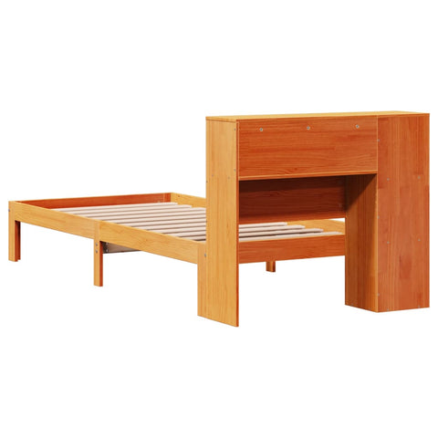 vidaXL Bookcase Bed without Mattress Wax Brown 75x190 cm Small Single Solid Wood Pine