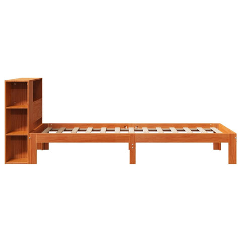 vidaXL Bookcase Bed without Mattress Wax Brown 100x200cm Solid Wood Pine