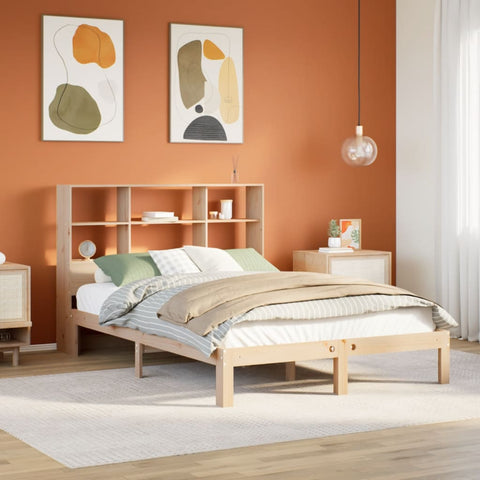 vidaXL Bookcase Bed without Mattress 135x190 cm Doouble Solid Wood Pine