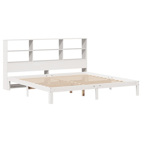 vidaXL Bookcase Bed without Mattress White 200x200cm Solid Wood Pine