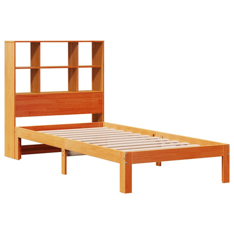 vidaXL Bookcase Bed without Mattress Wax Brown 75x190 cm Small Single Solid Wood Pine