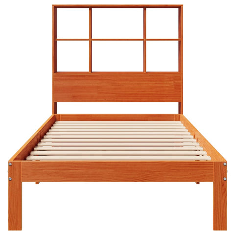 vidaXL Bookcase Bed without Mattress Wax Brown 75x190 cm Small Single Solid Wood Pine