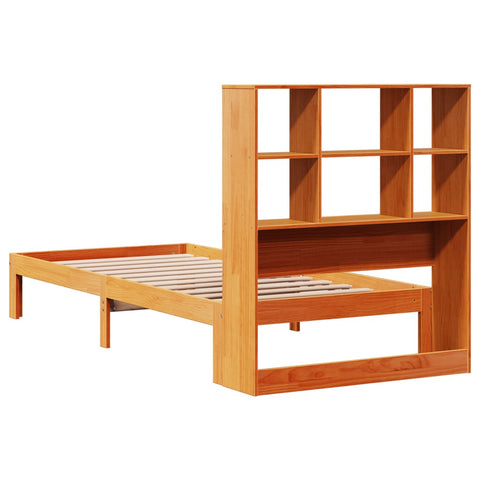 vidaXL Bookcase Bed without Mattress Wax Brown 75x190 cm Small Single Solid Wood Pine