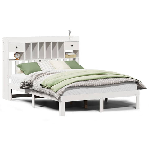 vidaXL Bookcase Bed without Mattress White 140x190cm Solid Wood Pine