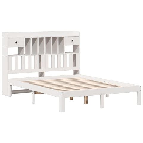vidaXL Bookcase Bed without Mattress White 140x190cm Solid Wood Pine