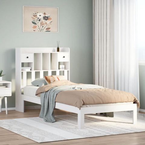 vidaXL Bookcase Bed without Mattress White 90x200cm Solid Wood Pine