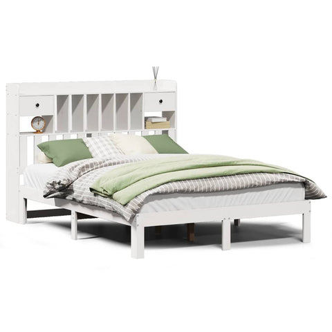 vidaXL Bookcase Bed without Mattress White 150x200cm Solid Wood Pine